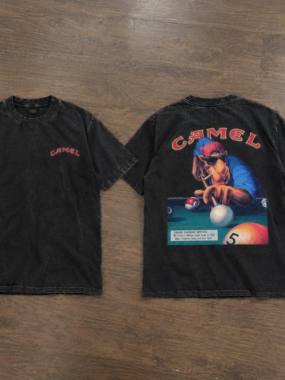 Camel Cigarettes Joe Camel Playing Pool Vintage Black Tee